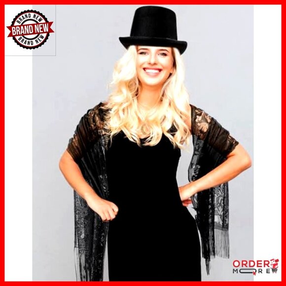Punk Top Hat Costume Set with Shawl Tambourine Necklace for Women main image 6